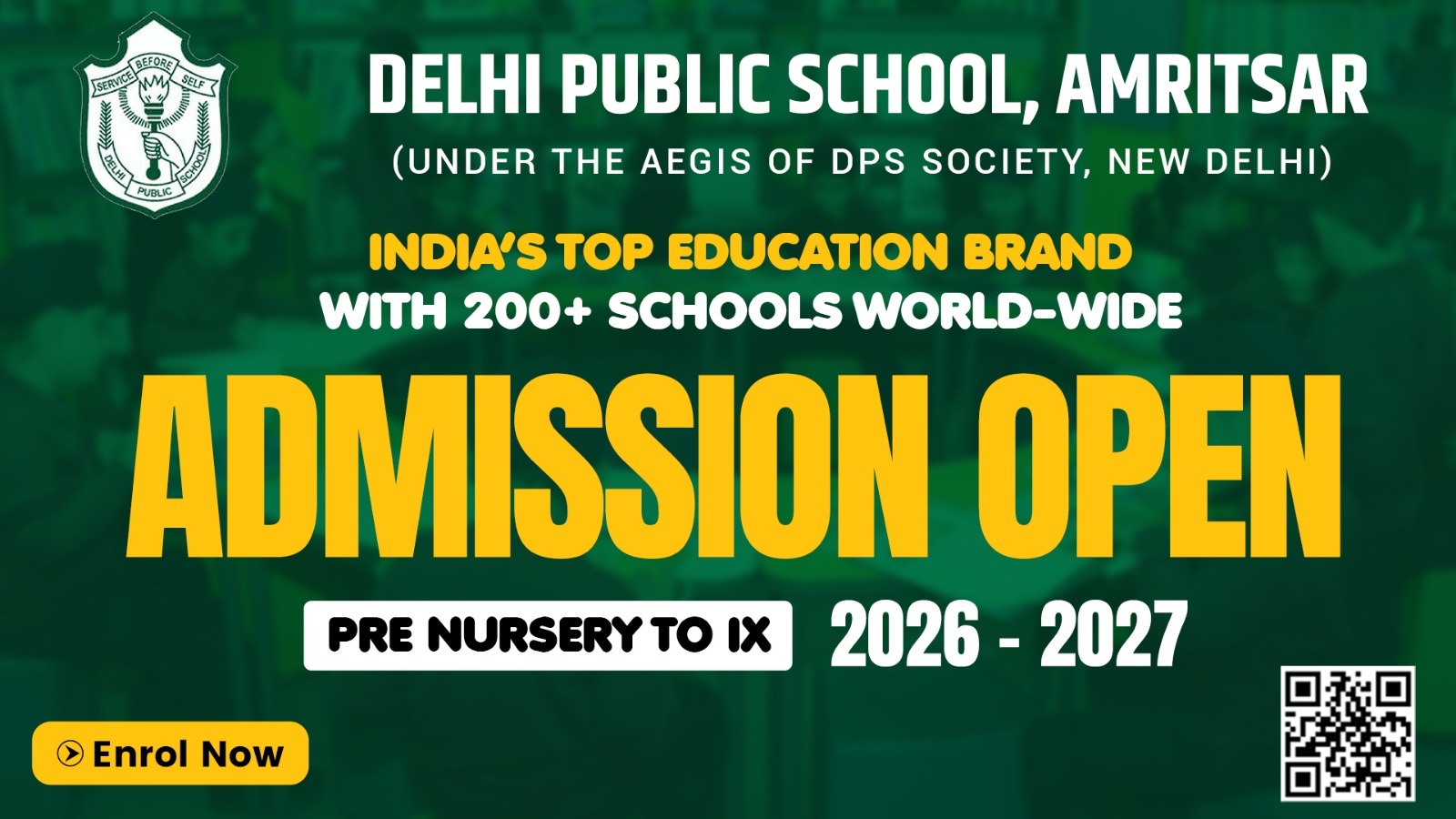 DPS Amritsar Admission open for Pre Nursery in 2026